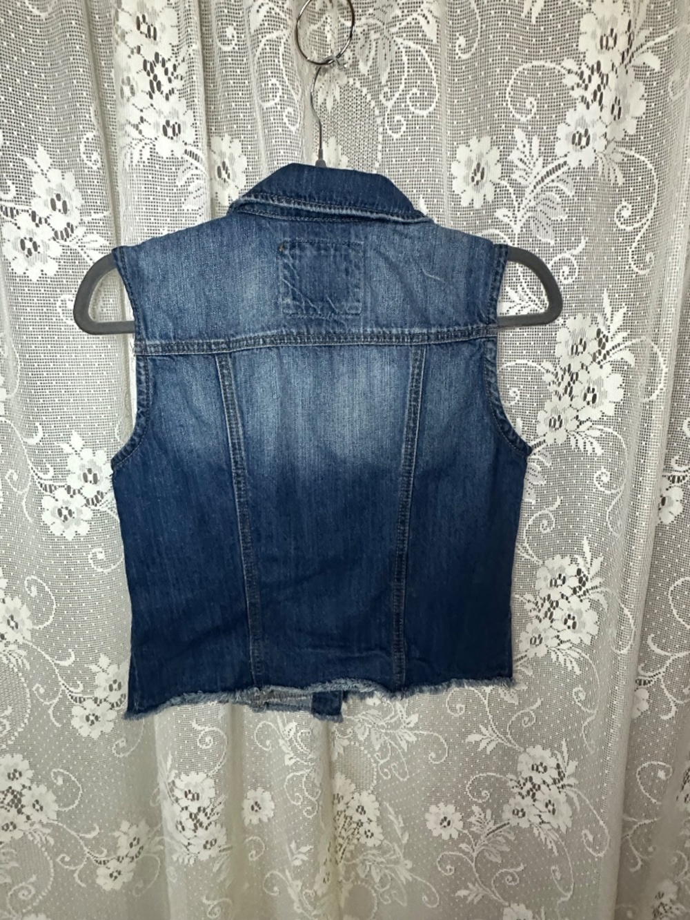 Vintage Mudd Distressed Denim Vest Raw Frayed Hem Blue Y2K Size Small - Picture 7 of 7